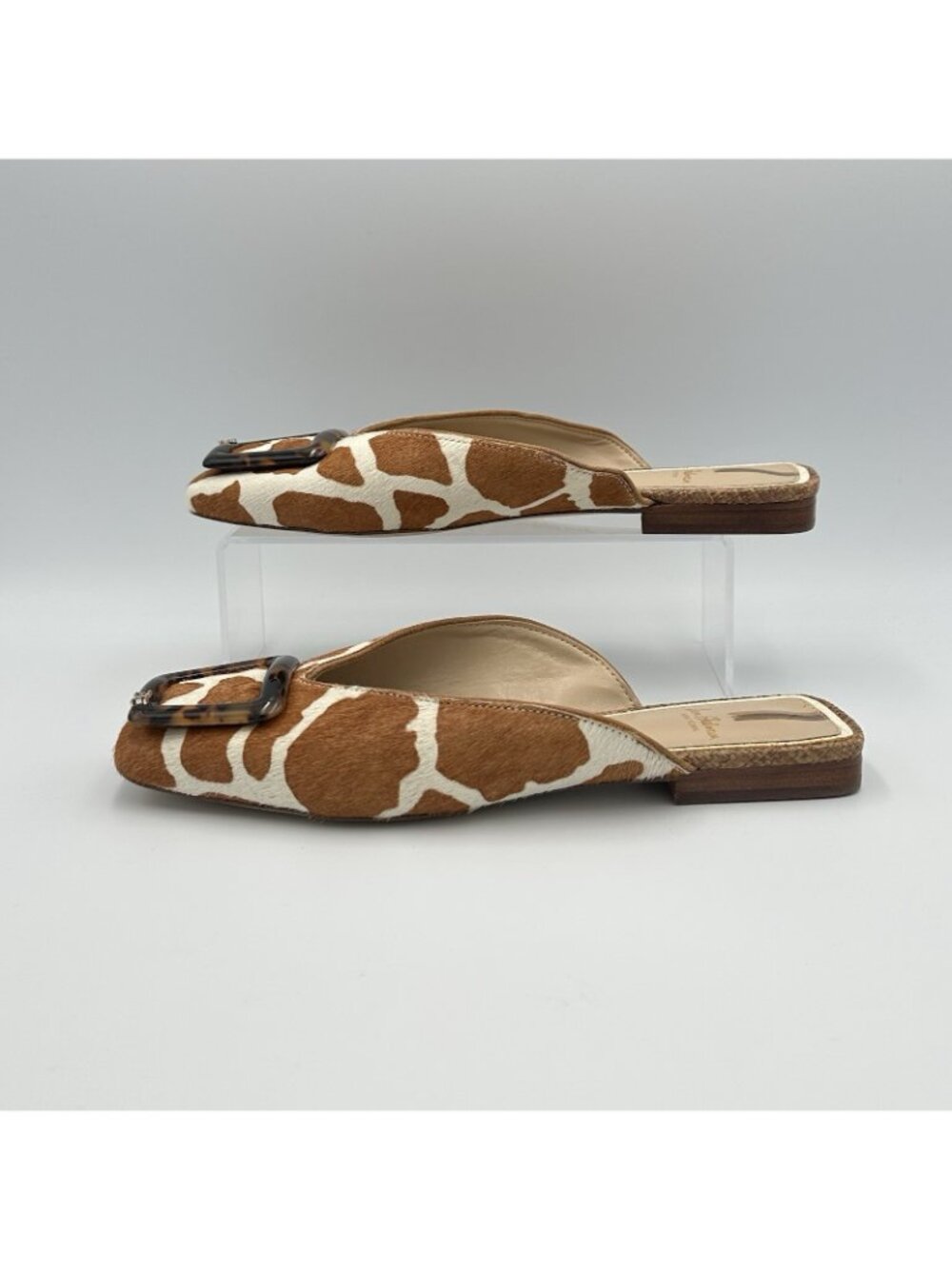 Sam Edelman Brown White Giraffe Print Slide Loafers with Buckle - Picture 6 of 10